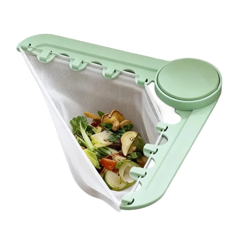 Cestello filtro triangolare per lavello ad angolo, a rete super fine, in ABS, per rifiuti alimentari, verde arancione