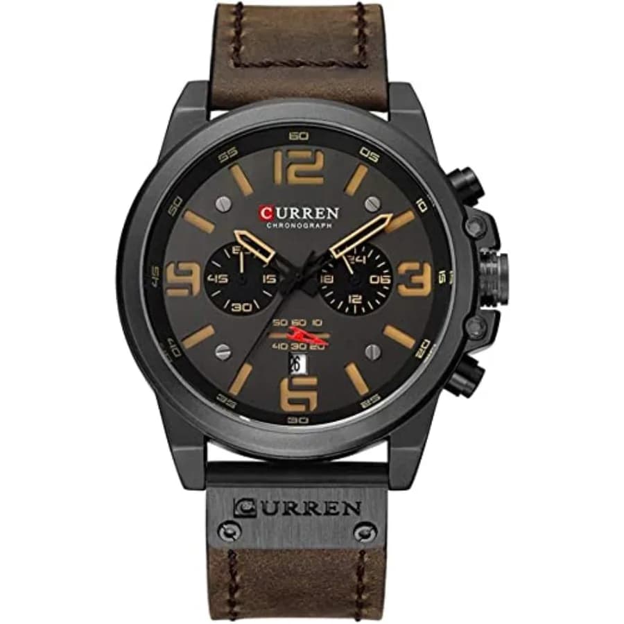 FANMIS Mens Sport Military Analog Quartz Watch Classic Chronograph Sandwich Dial Business Dress Waterproof Watch Multifunctiona