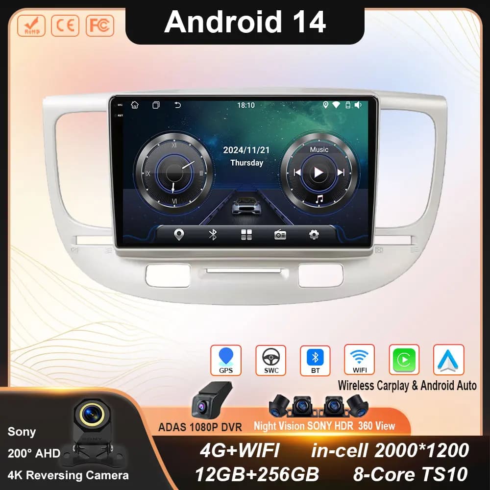 Autoradio Android Per Kia Rio 2 2005-2011 Autoradio Multimediale Automotive Carplay Android Auto Amplificatore Senza Fili Auto Video 4G