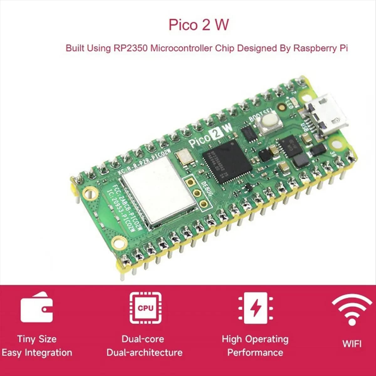 Kit Sensore AA86 Pico 2 W per Scheda di Sviluppo Microcontrollore Raspberry Pi Pico 2 W con Chip RP2350, Supporta WIFI e Bluetooth