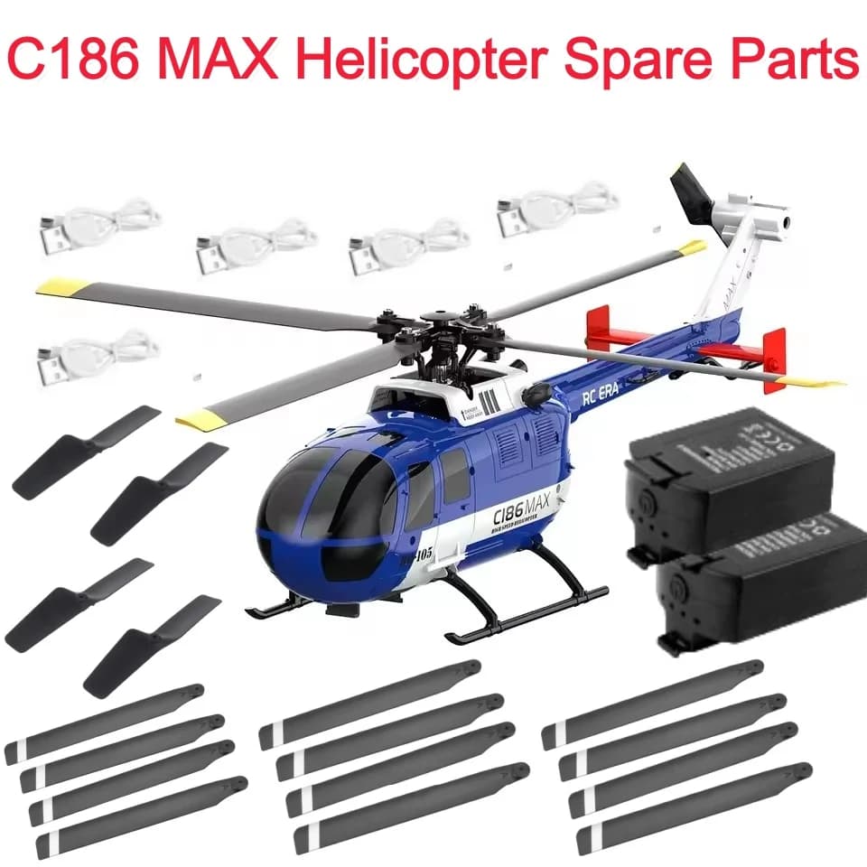 C186 MAX C186MAX Elicottero RC con Controllo Ottico, Parti di Ricambio e Accessori, Batteria 7.4 350mAh, Elica USB
