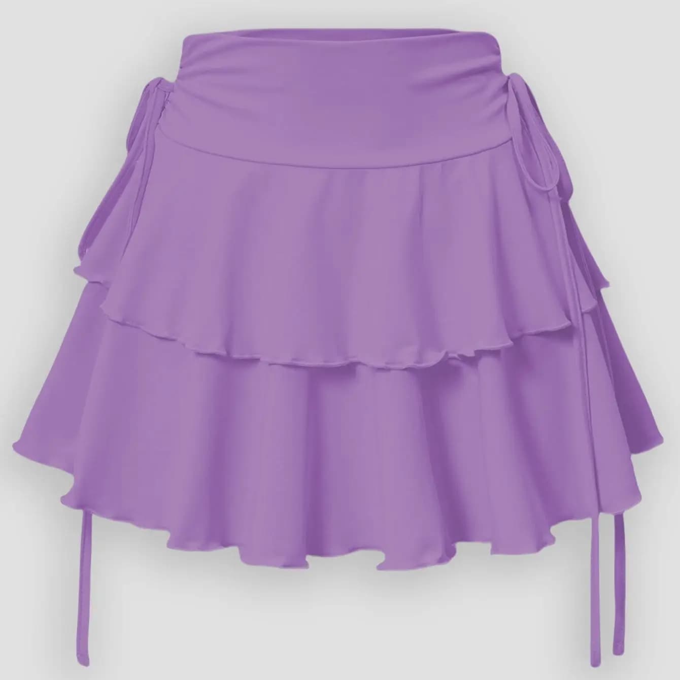 2025 delle nuove donne A-line MiNi gonna a mezza lunghezza alla moda elegante versatile sexy bordo volant gonna ultra corta con coulisse finta