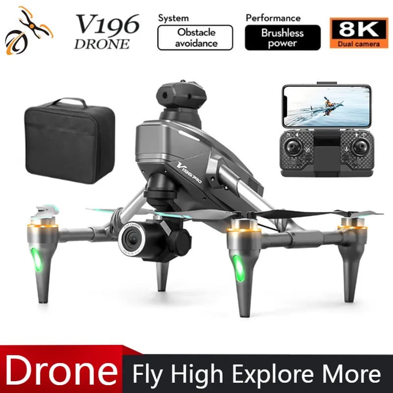2025 V196 Evitamento automatico degli ostacoli Drone 8K HD Fotocamera Fotografia aerea Localizzazione ottica WIFI Brushless Drone Regalo giocattoli