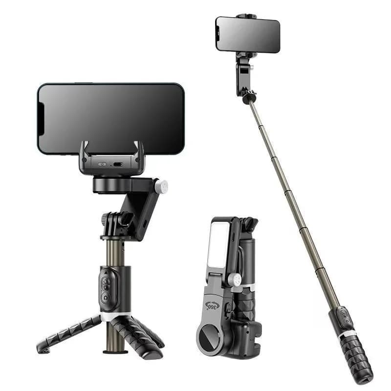 Stabilizzatore Gimbal a 3 Assi con Rotazione a 360 Gradi, Tracciamento del Viso, Anti-Shake, Asta Selfie e Treppiede per Streaming Live