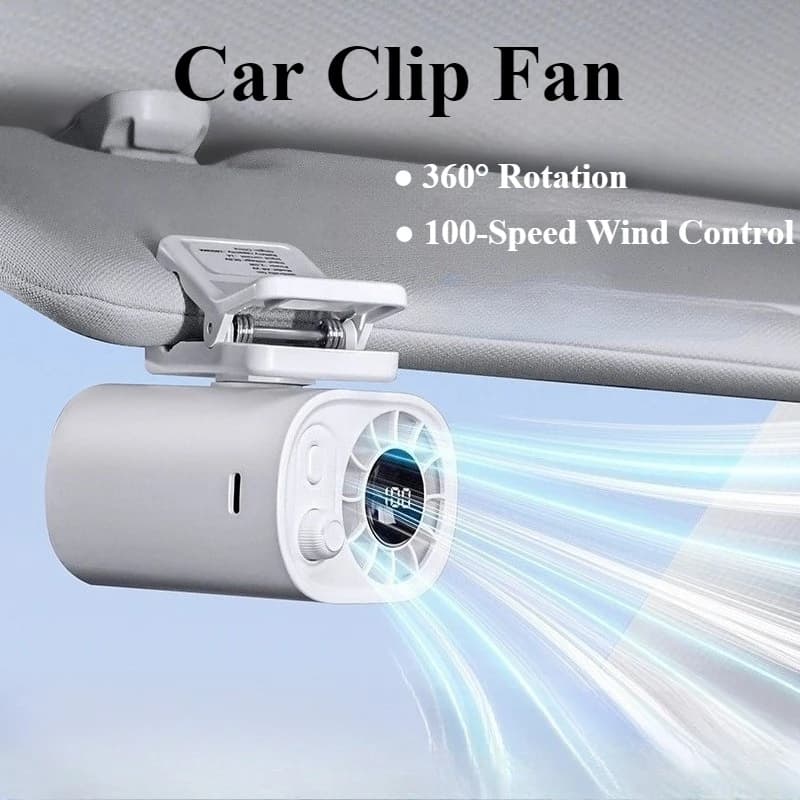 Ventilatore portatile con clip per auto 360 ° Mini ventilatore a vita girevole a 100 velocità Ventilatore ricaricabile USB a basso rumore per sport all'aria aperta in ufficio domestico