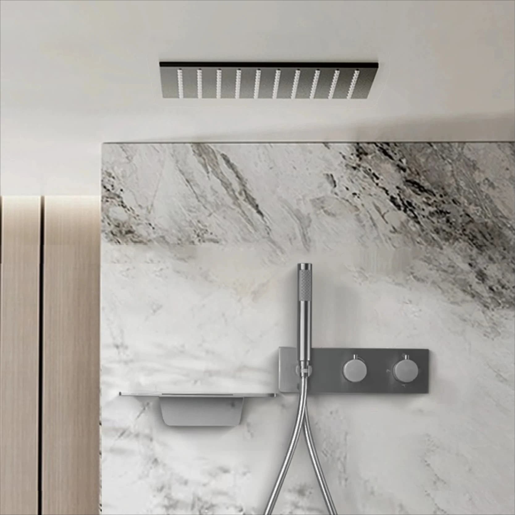 Set doccia nero bagno doccia a temperatura costante rubinetto a cascata a soffitto nascosto nella doccia a soffitto a parete