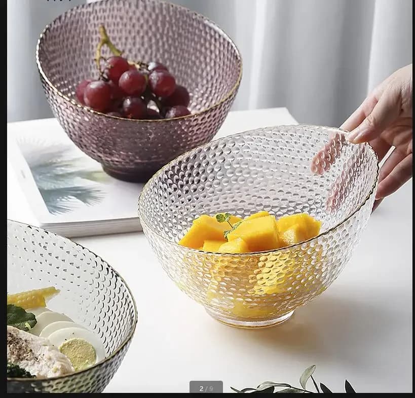 Piatto per Frutta in Vetro Trasparente, Ciotola Smussata per Insalata di Frutta, Piatto per Snack e Frutta Secca, Ciotola Decorativa, Piatti da Dessert, Stoviglie