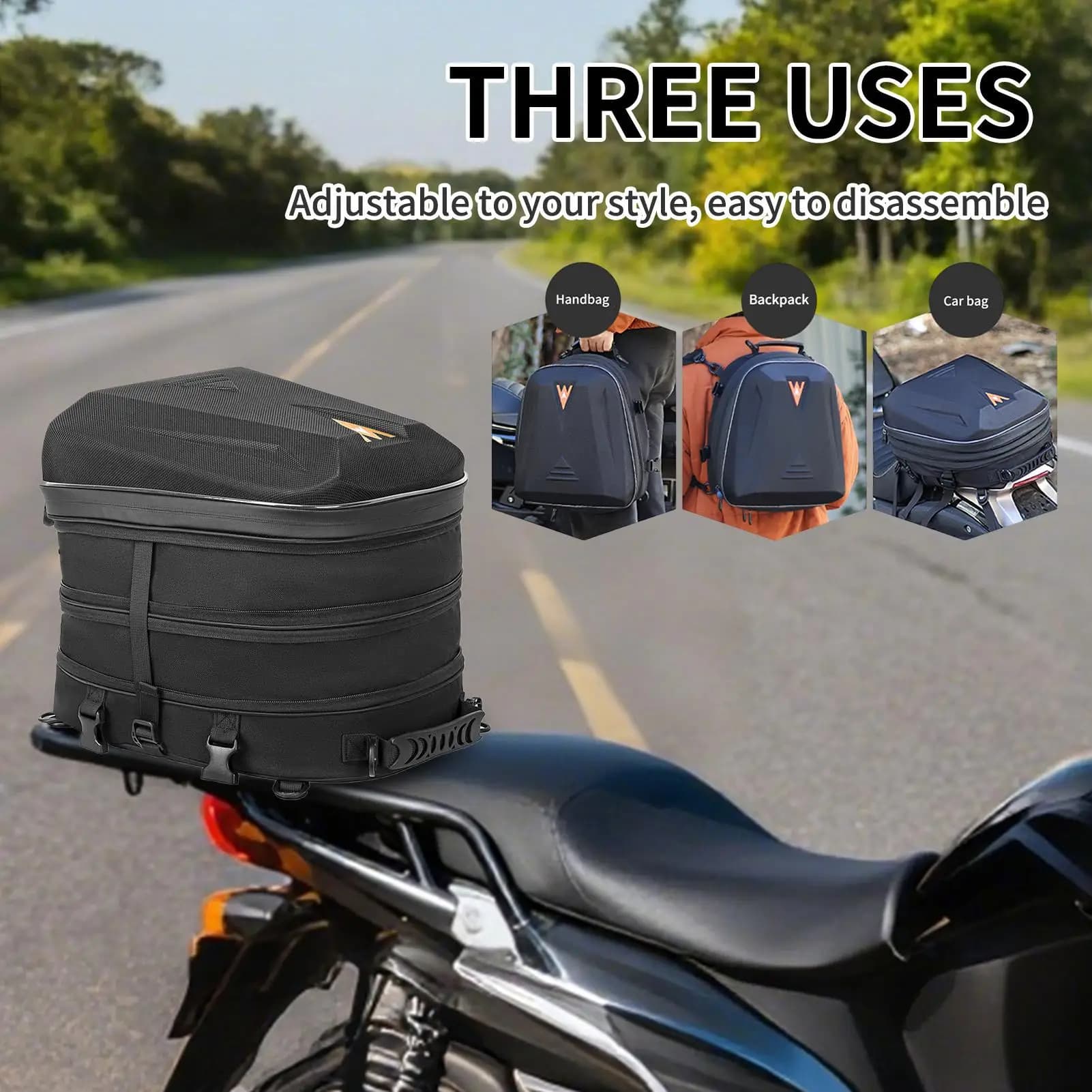 Back Seat Bag for Motorcycle 20L-28L Backpack with Expandable Hard Shell Motorcycle Waterproof Motorcycle Helmet Bag Scooter Dirt Bike