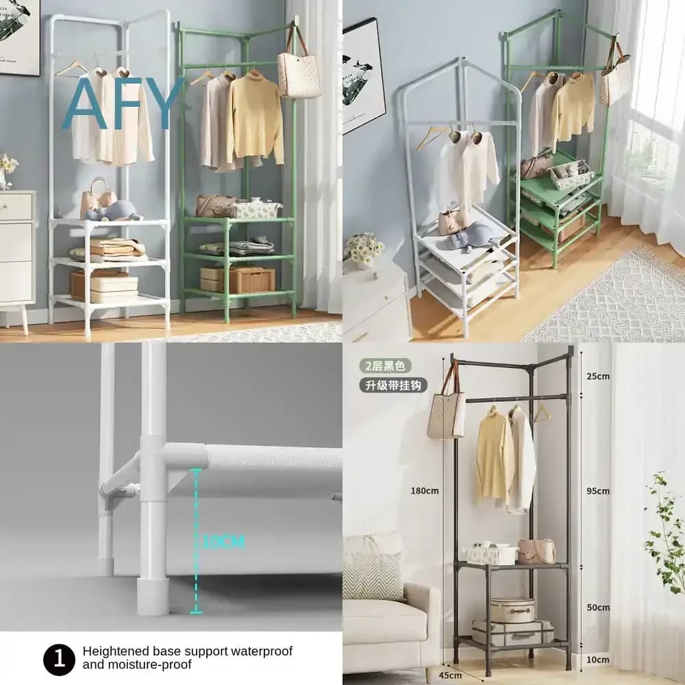 for Leisure Style Corner Coat Rack for Bedroom Floor to Ceiling Simple Multi Functional Creative Wall Mounted Clothes Hanger