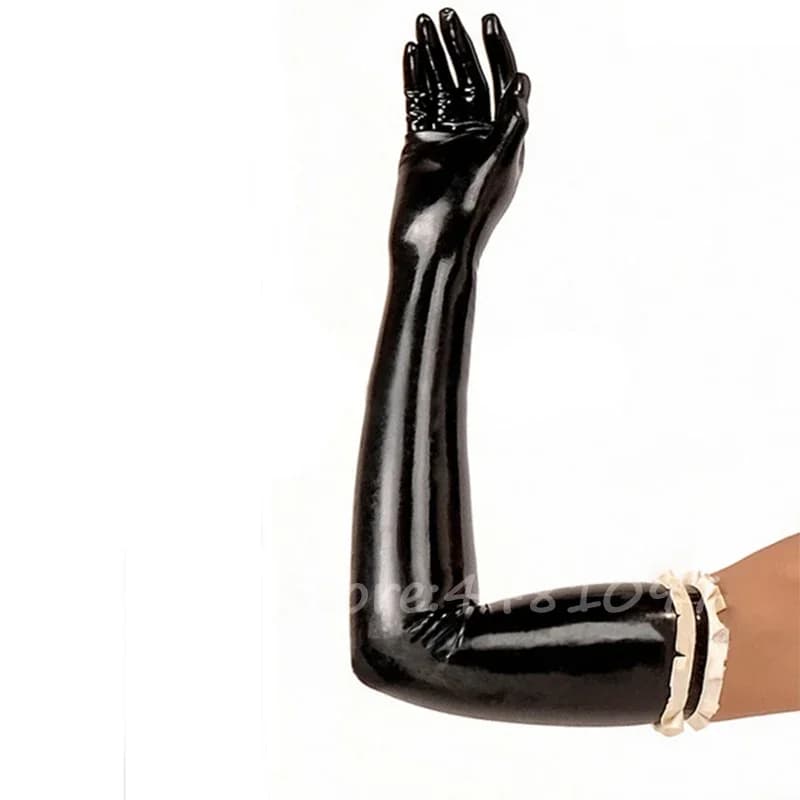 Guanti lunghi in lattice da donna sexy caldi Fetish con nero con guanti da donna su misura XS-XXL