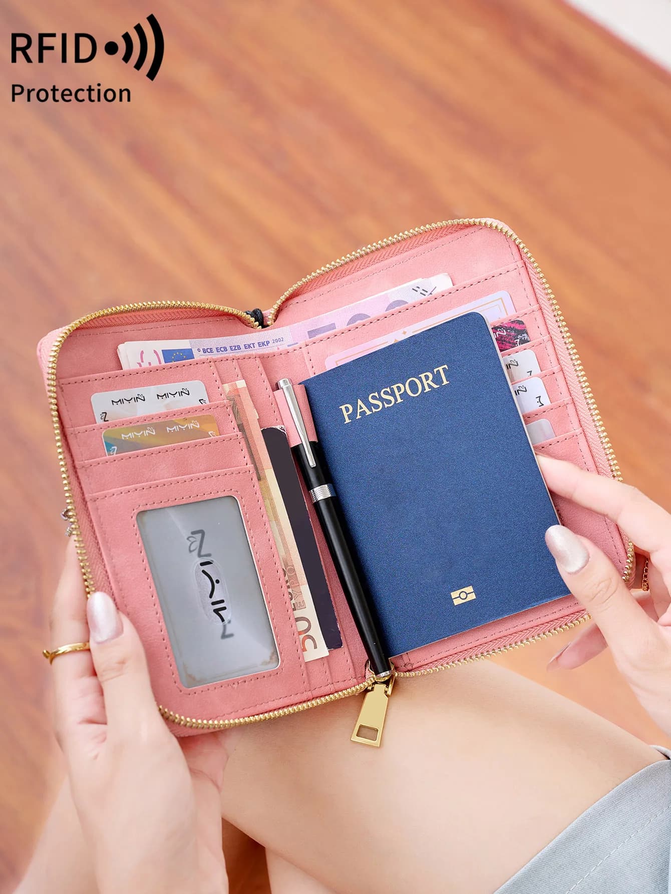 Borsa per passaporto multifunzionale semplice ed eleganteRFID porta passaporto antifurto per uomo e donnaAccessori da viaggio per portafoglio