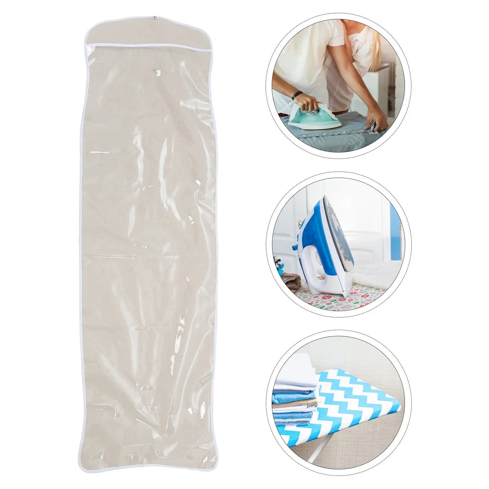Anti Dust Cover for Iron Axis 51x13.4 Inch, Transparent Protective Case Foldable with Vertical Skewer Axis Clasp, for Laundry