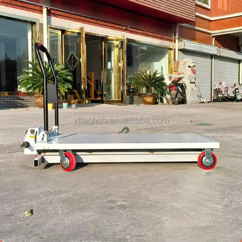 【Best-seller】Carrello Elettrico con Piattaforma Elevabile CE per Trasporto Carichi Pesanti, Carrello Manuale Autocaricante, Tavolo Elevatore a Forbice, Piattaforma di Sollevamento Piatta