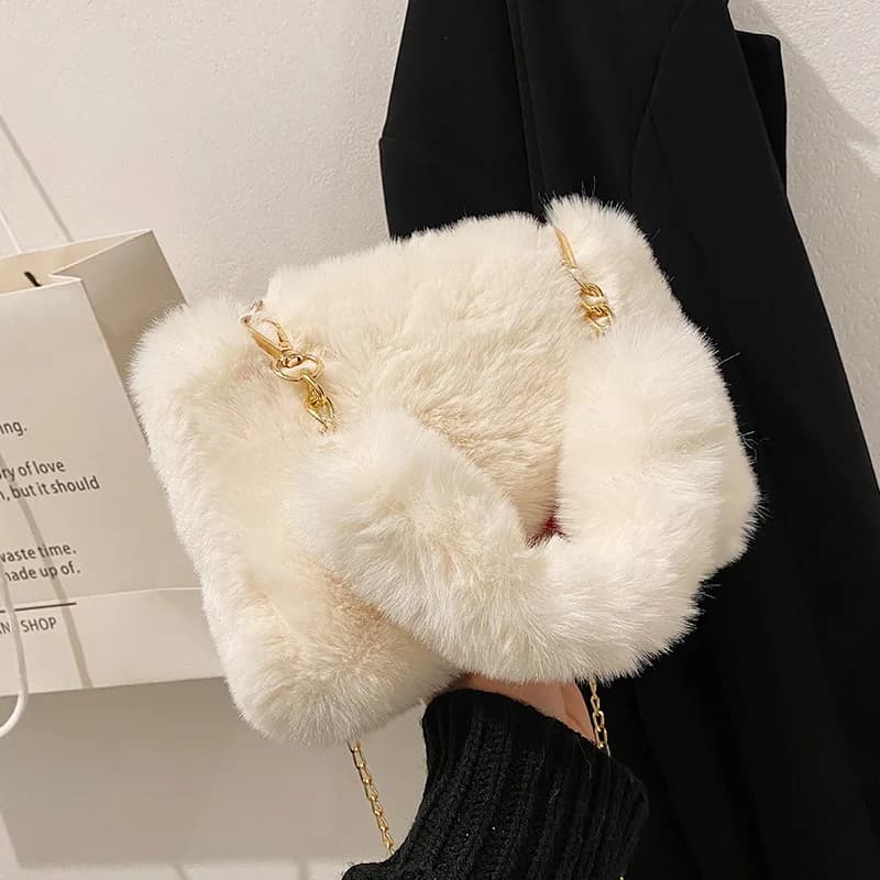 Borsa in peluche autunno e inverno per donna nuova borsa a tracolla a catena piccola borsa quadrata piccola moda borsa a tracolla singola