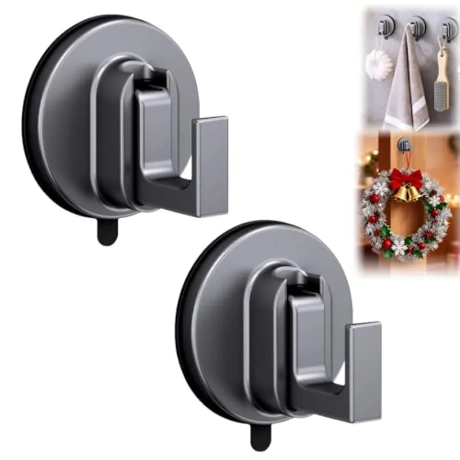 Suction Cup Hooks for Wreaths on Glass, No Drill Suction Cup Hooks for Shower, Wreath Hanger for Front Door for Fall Decorating