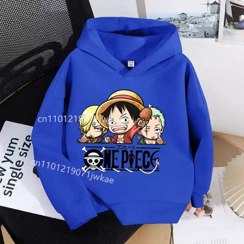 Felpa Morbida alla Moda per Ragazzi e Ragazze, Outfit Regalo, Abbigliamento One Piece, Felpa con Cappuccio Spessa e Carina con Cartoni Animati, Felpe Anime Luffy