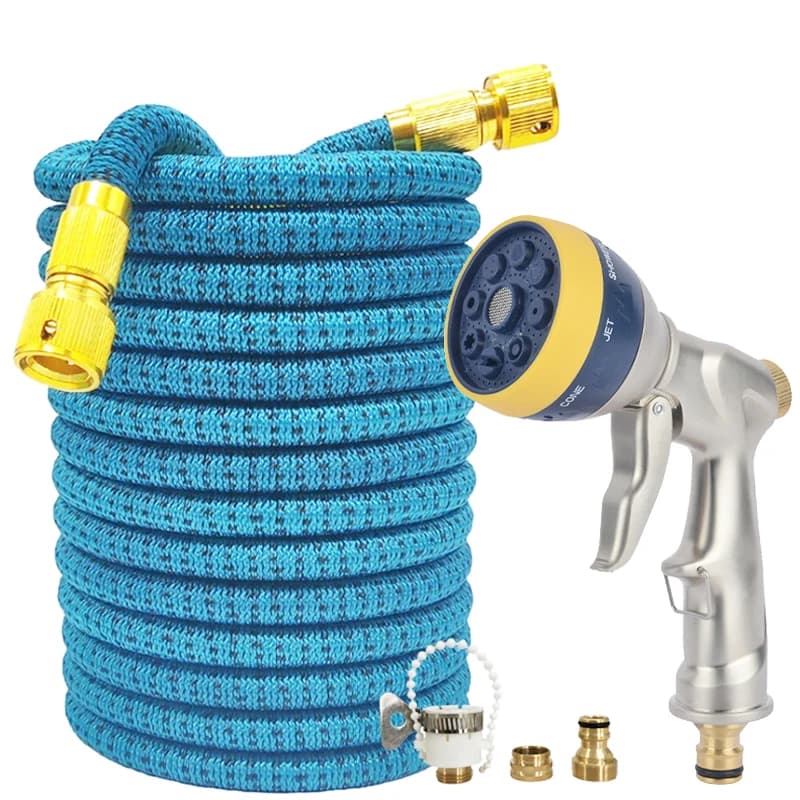 Tubo da Giardino Espandibile Bimetallico, Pistola ad Acqua in Metallo per Lavaggio Auto, Tubo per Irrigazione, Utilizzato per Lavaggio Auto