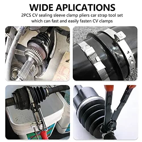 2-Piece CV Boot Sealing Sleeve Clamp Pliers Set With 20 Crimp Bands For Axle Joint Dust Cover Repair Tool Kit