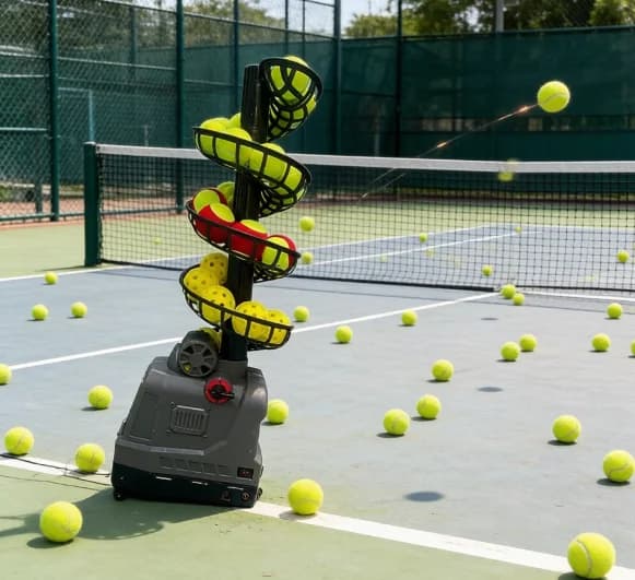 Portable Automatic Tennis Ball Launcher Machine for Solo Practice, Indoor Outdoor Use Basic Training Equipment