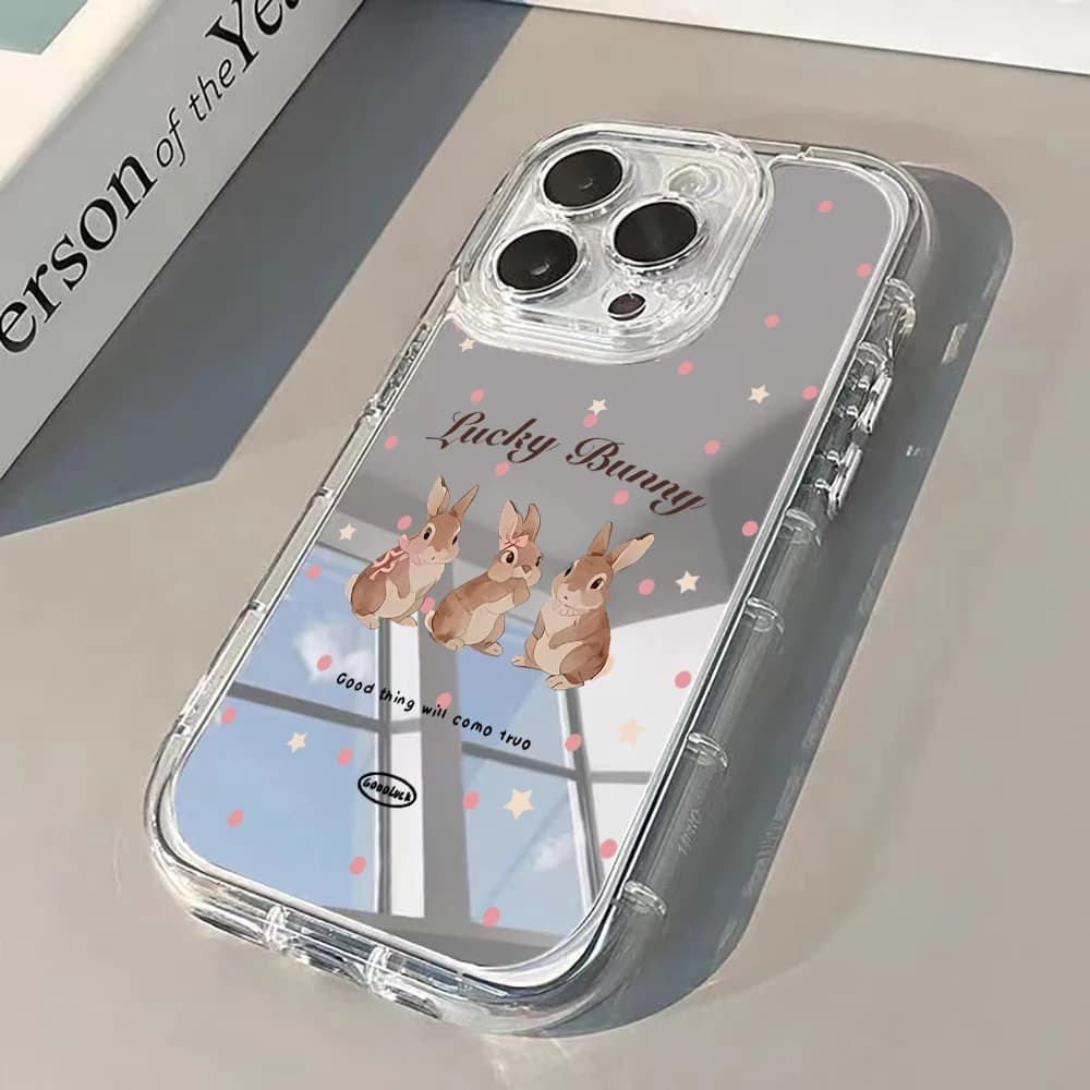 Custodia per telefono con specchio e cuscino d'aria a pois, design cartone animato, per iPhone 17 13 12 11 Pro Max 14 15 16 Pro XR XS 7 8 Plus 17Air INS Cover