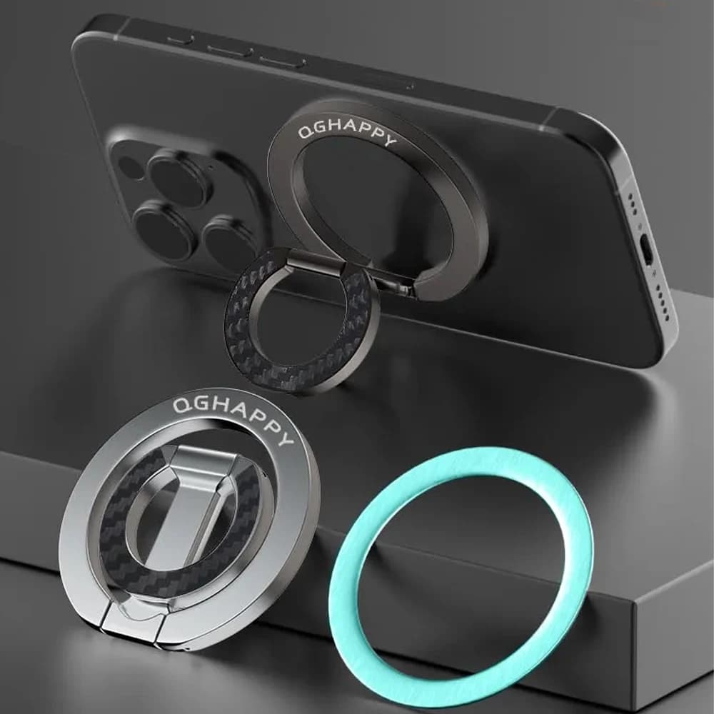Dual Face Magnetic Support for Phone Compatible with MagSafe - Ring 2-in-1 with Kickstand function for iPhone 16/15/14, Huawei, Xiaomi