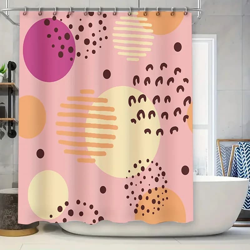 Decorazione moderna per il bagno: tenda da doccia astratta rosa con forme geometriche, perfetta per un'esperienza simile a Spa a casa!