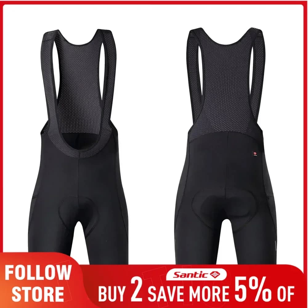 Santic Shorts with Men's Cycling Suspenders Summer Breathable 4D Padded Outdoor Cycling Collant Quick Dry MTB/Biker Road 1/2 Bavaglini Shorts