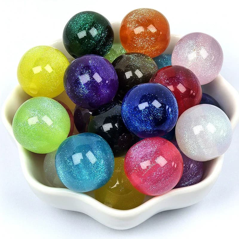 100pcs 8/10/12/16mm Resin Fine Glitter Beads Vitality Unique Acrylic Round Loose Beads Handmade DIY Jewelry Making