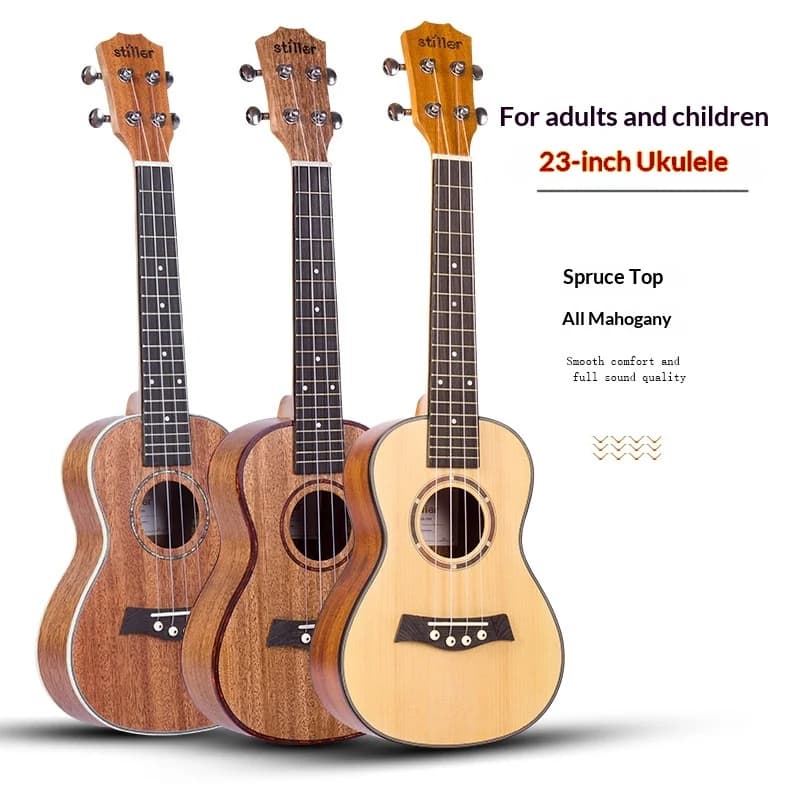 Ukulele Soprano 23 Pollici, Chitarra Acustica Hawaiana a 4 Corde, Portatile, Ideale per Viaggi, Regalo per Principianti e Bambini, Chitarra Classica