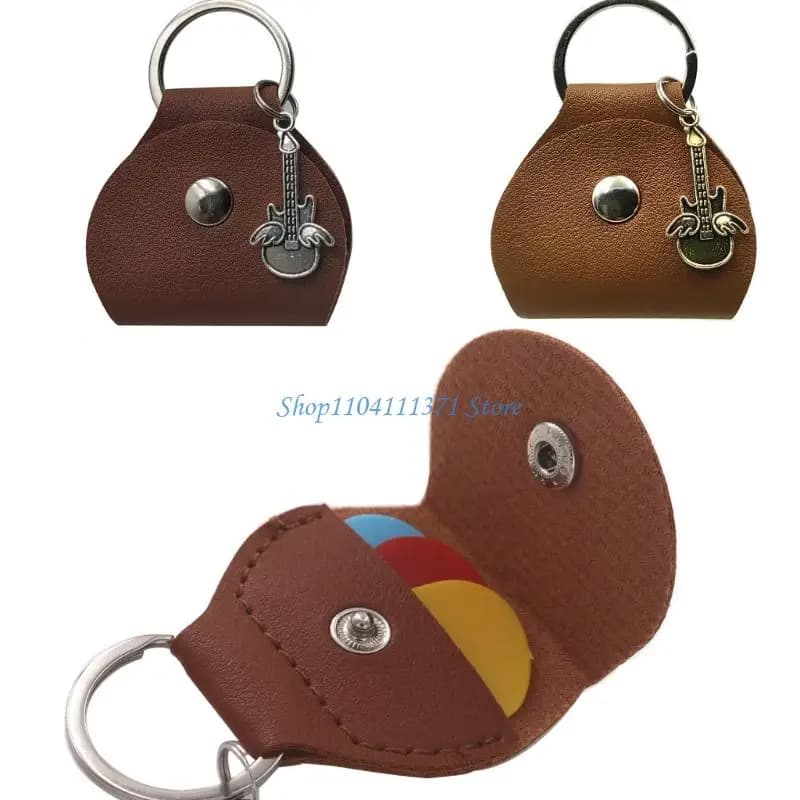 P9FC Borsa porta plettro per chitarra Scatola porta plettri per chitarra Custodia in pelle per plettro per chitarra