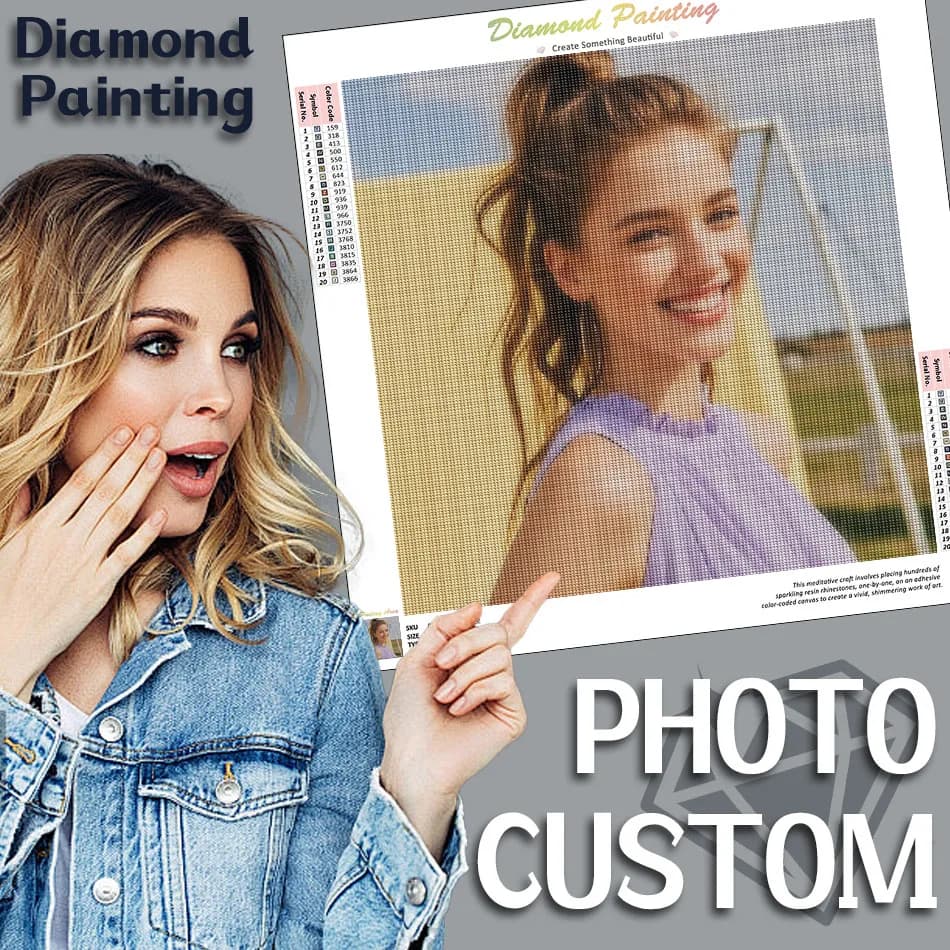PhotoCustom Pittura Diamantata Personalizzata Quadrata/Rotonda, Decorazione Murale per la Casa, Crea la Tua Pittura Diamantata con Paesaggi e Famiglie