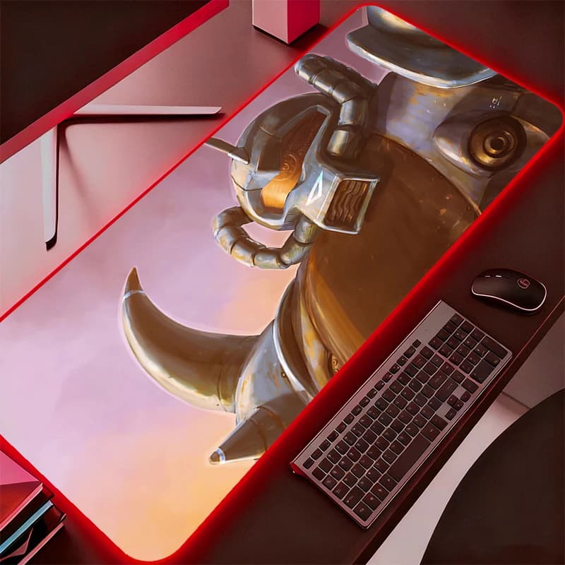 Tappetino Mouse RGB Grande Mobile Suit Gundam con Retroilluminazione, Tappetino da Scrivania per Ufficio, Accessori per Gaming PC, Tappetino Mouse XXL LED, Tappetino per Tastiera Laptop