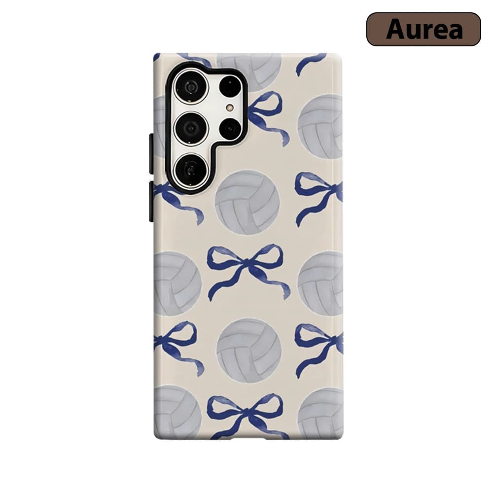 Custodia per telefono Navy Bow & Volleyball per Samsung Galaxy S25 Ultra S24 S23 Ultra Plus, antiurto, a doppio strato, cover posteriore resistente