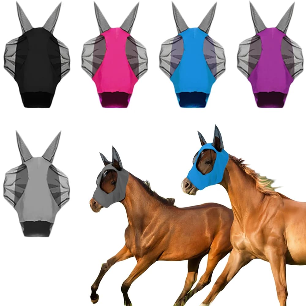 Maschera Antimosche per Cavalli, Maschera Protettiva per la Testa del Cavallo, Copertura Antinsetti, 1 Pezzo