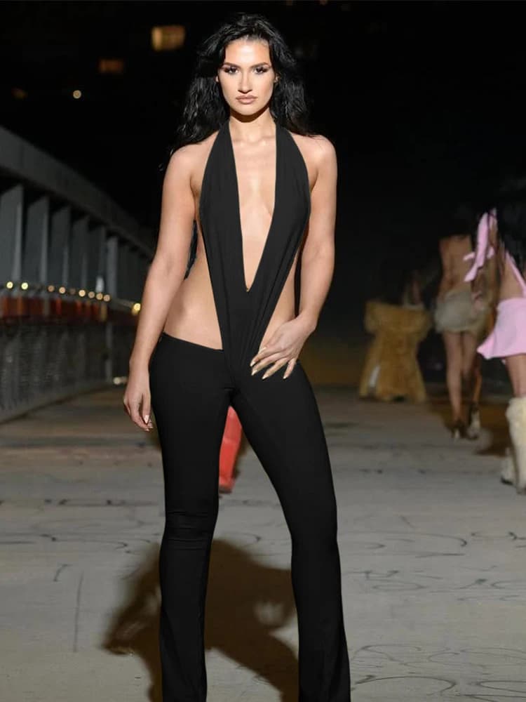 Nibber Backless Irregolare Hollow Tute sexy Donne Fasciatura Halter Profondo scollo a V Skinny Stretch Hot Girls Hipster Streetwear