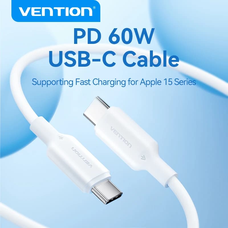 Vention Cavo USB tipo C 60W 3A Cavo di ricarica rapida USB per telefono cellulare per iPhone 15 Huawei Xiaomi Realme Samsung Cavo dati USB C