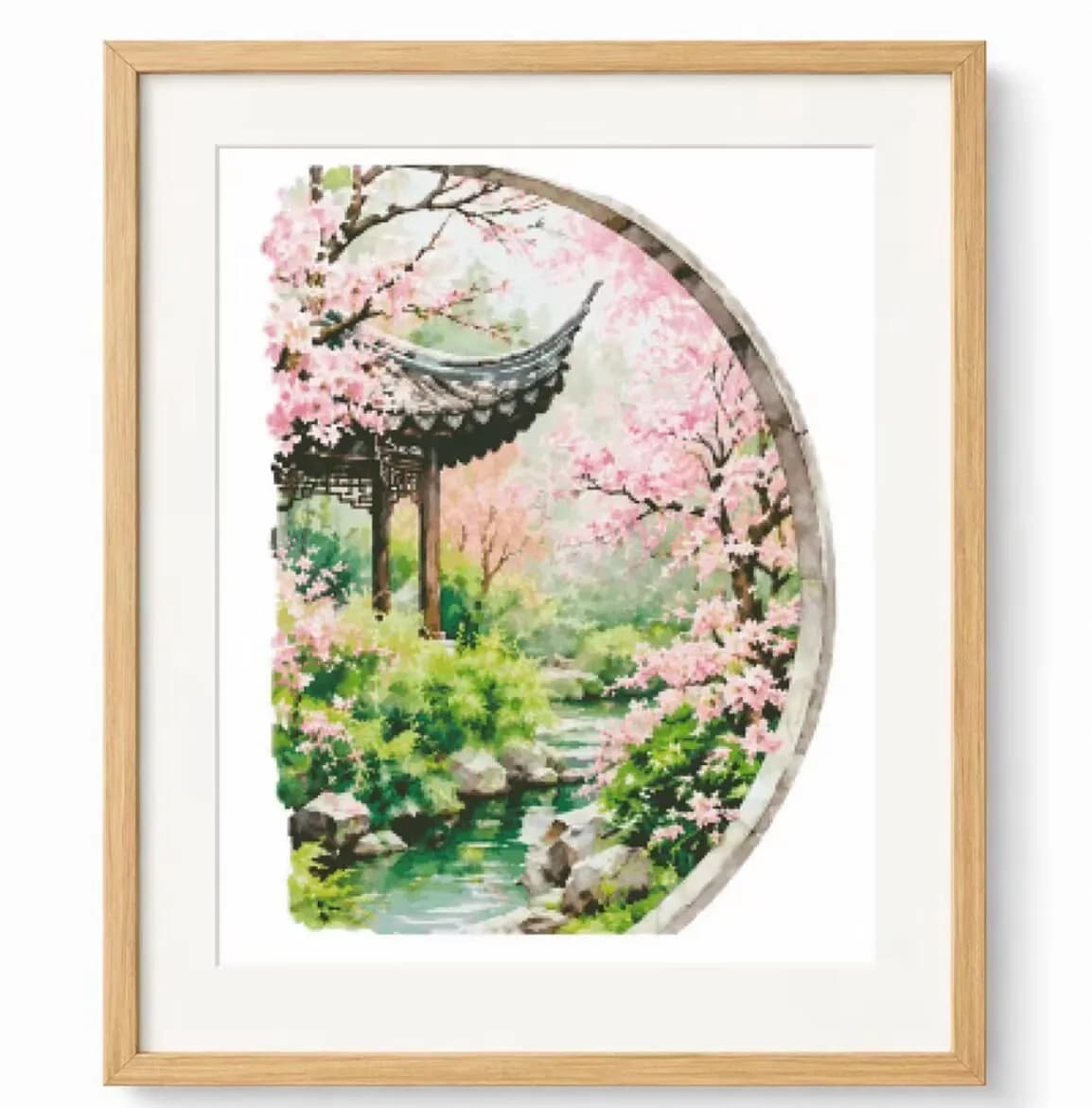 ZZ8801- Spring Pavilion 14CT 16CT 18CT Stamped Canvas Cross Stitch DIY Set Needlework Embroidery 100 Colors