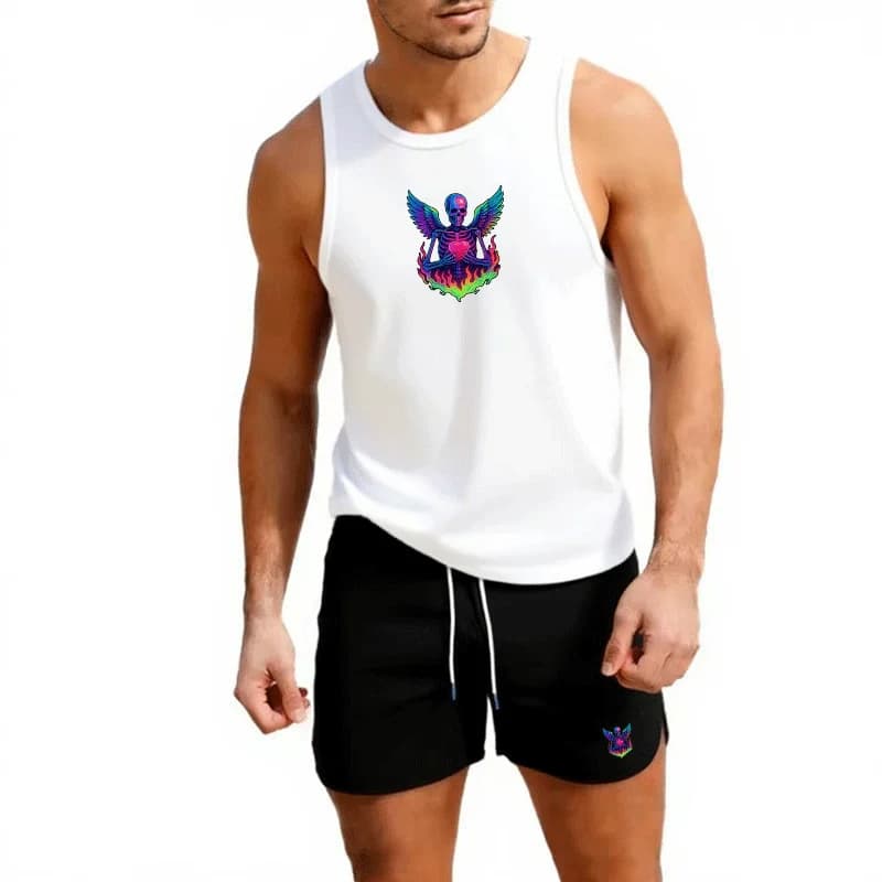 Men's Running Casual Trendy with Vests and Shorts, European Size, for Jogging, Basketball and Open Training