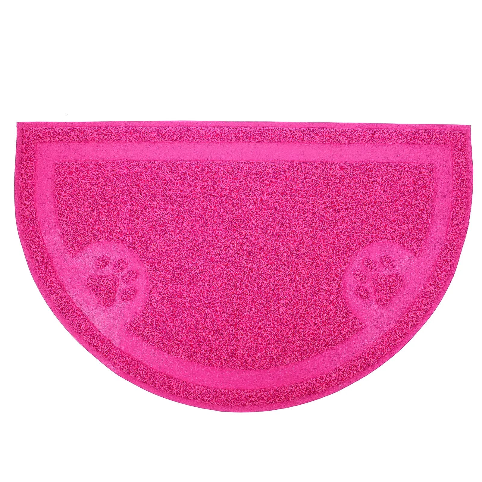 Tappetino Semirotondo per Lettiera di Gatti e Cani, in PVC Resistente, Antiscivolo, Idrorepellente, Lavabile, Rosso Rosa