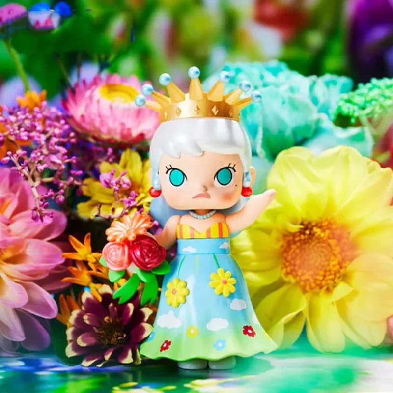 POPMART Molly Mika Ninagawa Flower Dreaming Series Anime Action Figure Guess Bag Ornamento Figurine Decorazioni per la casa Bambole Modello regalo