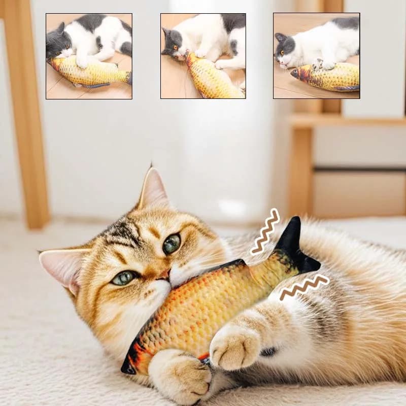 Giocattolo da masticare per gatti, peluche a forma di pesce, giocattolo cigolante per gattini, interattivo, resistente ai morsi, per la pulizia dei denti, accessori per gatti