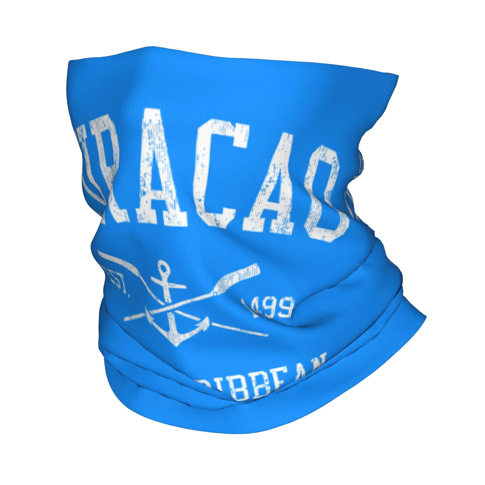 Curacao Crossed Oars Anchor Boat Bandana Neck Gaiter Printed Vintage Balaclavas Mask Scarf Warm Headband Unisex Adult All Season
