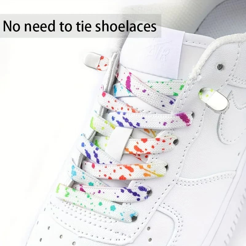 Nuovi lacci per scarpe con stampa a inchiostro Splash lacci per scarpe senza cravatta per scarpe da ginnastica lacci elastici piatti escursionismo corsa in pizzo per scarpe per il tempo libero all'aperto