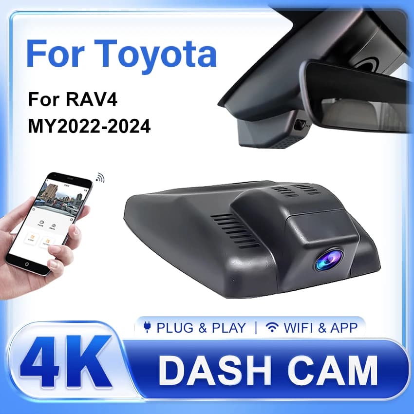 For Toyota RAV4 XA50 XA40 2022 2023 2024 Plug and Play 4K Dash Cam Camera Recorder Dashcam WIFI Auto Dvr registration devices