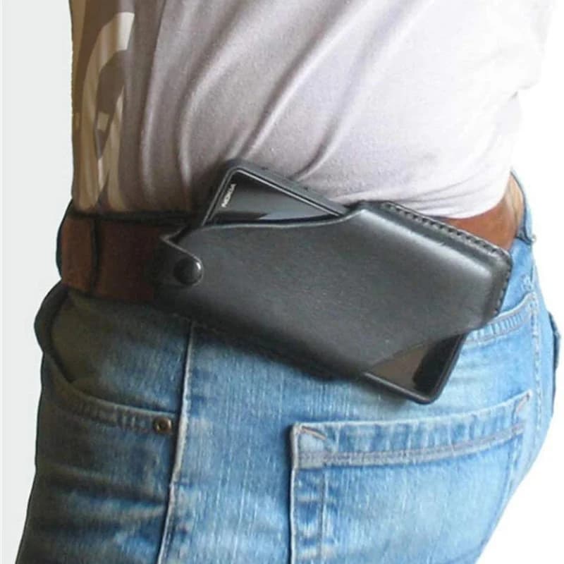Custodia morbida per telefono in pelle PU per uomo marsupio da cintura per iPhone Huawei Xiaomi custodia per fondina ad anello portafoglio porta telefono