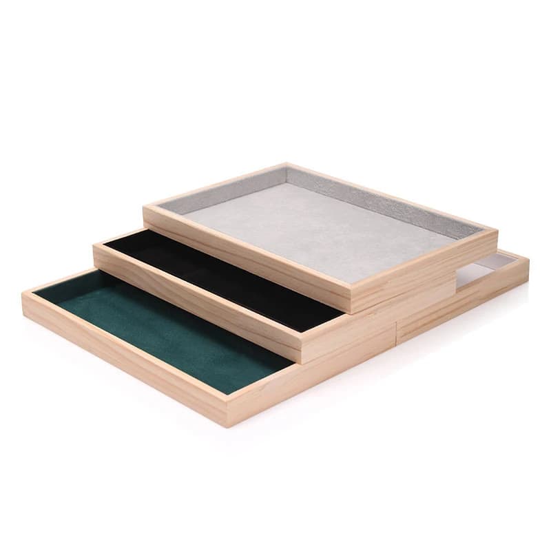 Wood Empty Jewelry Display Tray Ring Earring Necklace Bracelet Pendant Storage Organizer Trays
