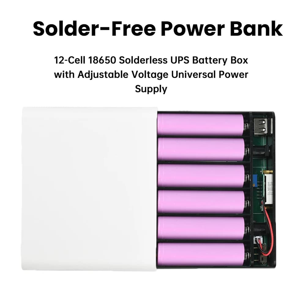 UPS Kit (Uninterrupted Power Supply) with Battery 12 Cells 18650, Power Bank Fai-da-Te with Output 5V 9V 12V for Modem Router Optical