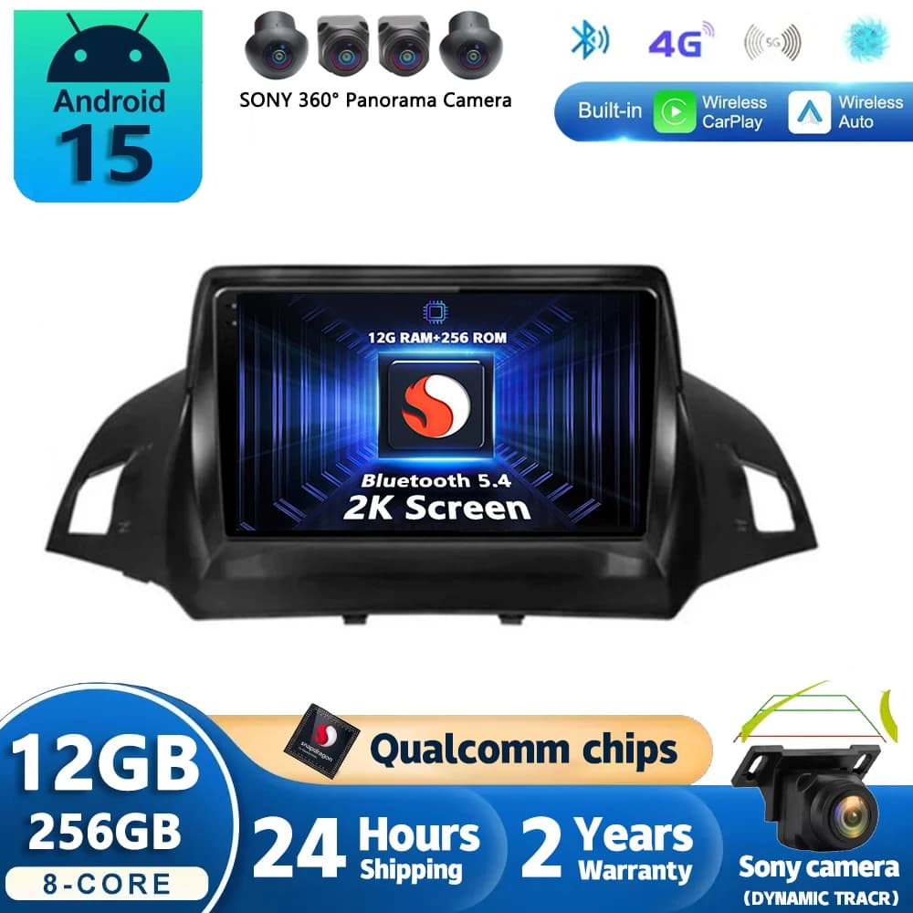 Android 15 Autoradio For Ford Kuga 2 Escape 3 2012 - 2019 GPS navigation Multimedia video player Stereo Carplay + car WiFi + 4G BT