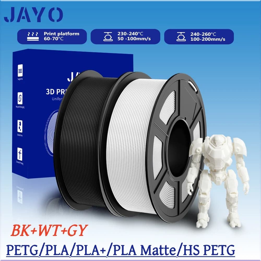 JAYO 2 Rotoli di Filamento per Stampante 3D HS PETGPLA/PETG/PLA+/PLA Meta/PLA Opaco, 1,75mm, Materiali per Stampa 3D Compatibili con il 99% delle Stampanti 3D FDM