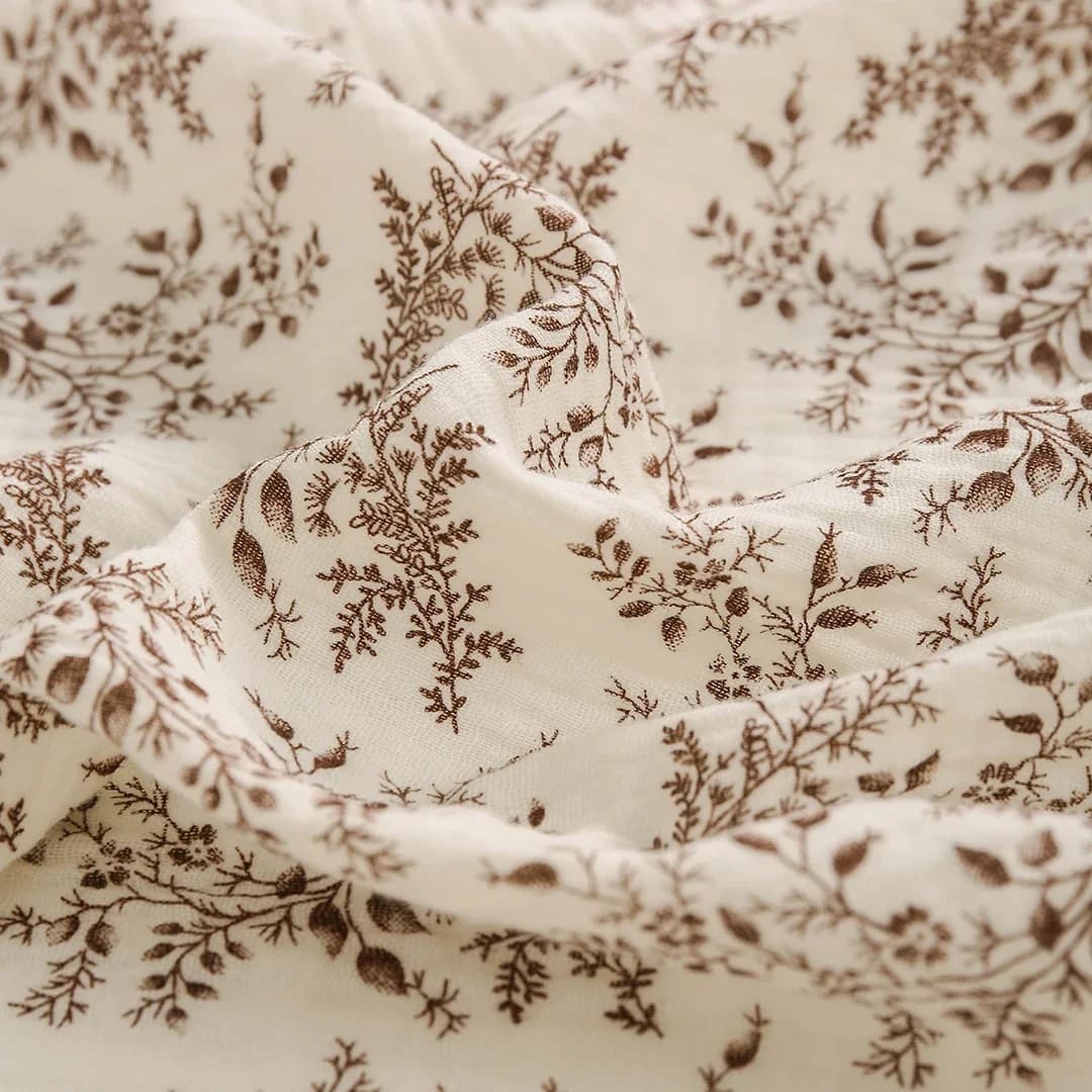 135x50 cm/135x500 cm Morbido Marrone Floreale Doppio Strato Tessuto Crepe Per La Casa Indossare Pigiama da Donna Biancheria Da Letto Fatta A Mano tessuto FAI DA TE TJ20572